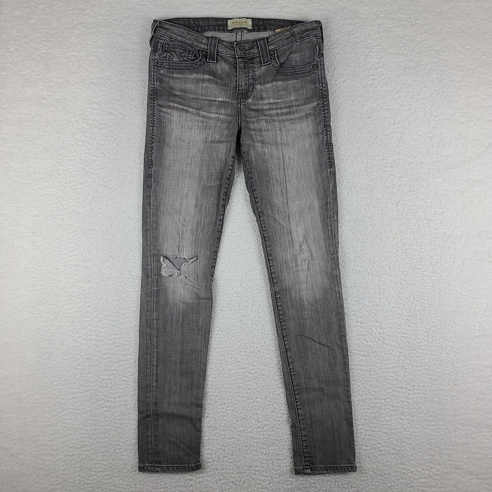 Big Star Jeans Womens 28x29‎ Gray Wash Alex Skinny Distress Denim